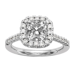 Halo Cushion Old Cut Natural Earth Mined Diamond Engagement Ring With Accents 5.25 Carats
