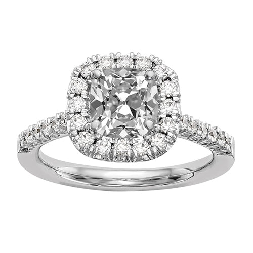 Halo Cushion Old Cut Diamond Ring