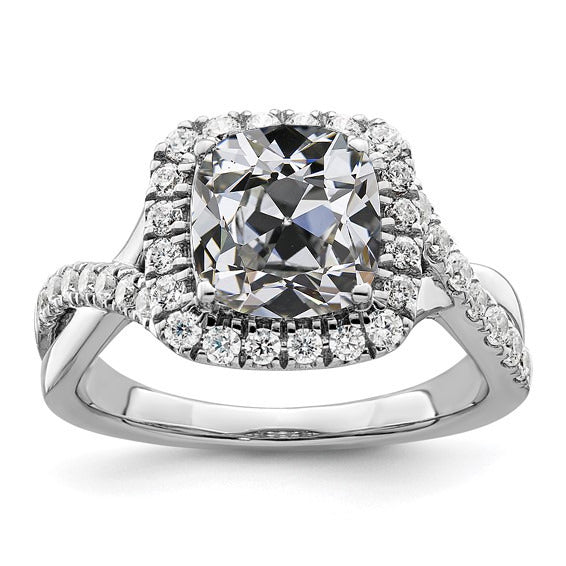 Halo Cushion Old miner Diamond Ring
