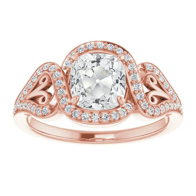 Halo Cushion Old Cut Diamond Ring