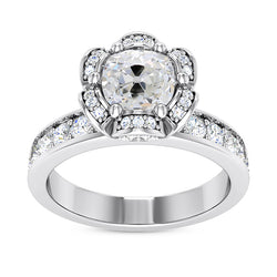 Halo Cushion Old Mine Cut Natural Earth Mined Diamond Ring Flower Style 5 Carats