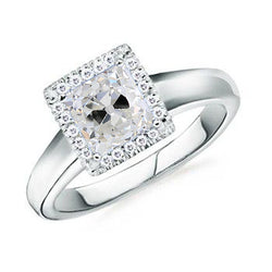 Halo Cushion Old Miner Diamond Ring 2 Carats White Gold Thick Shank