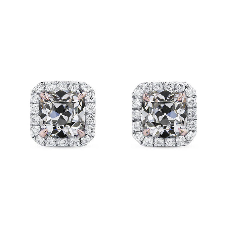 natural round diamond 6ct earring front view