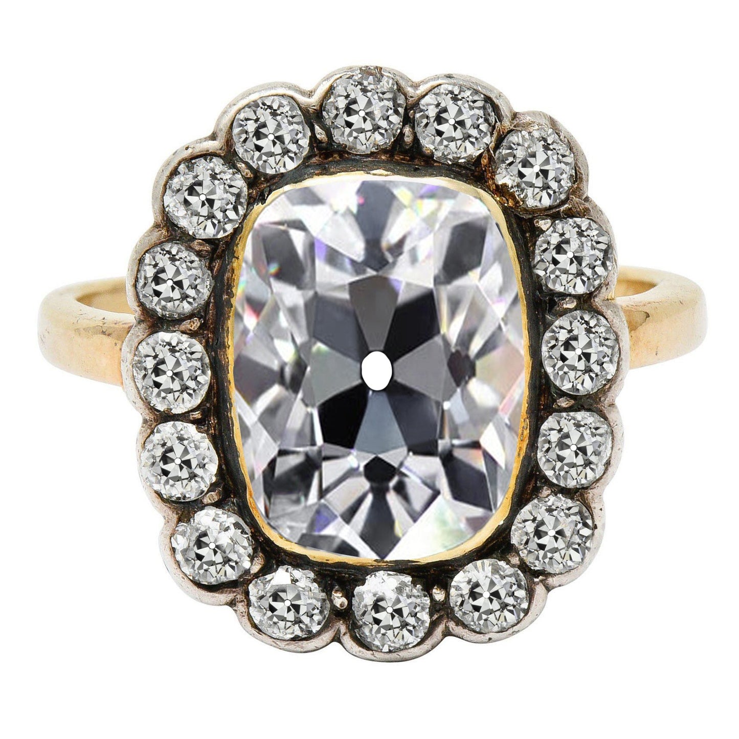 Halo Cushion Old Miner Diamond Wedding Ring