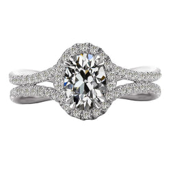 Halo Custom Jewelry Wedding Ring Oval Old Cut Diamond