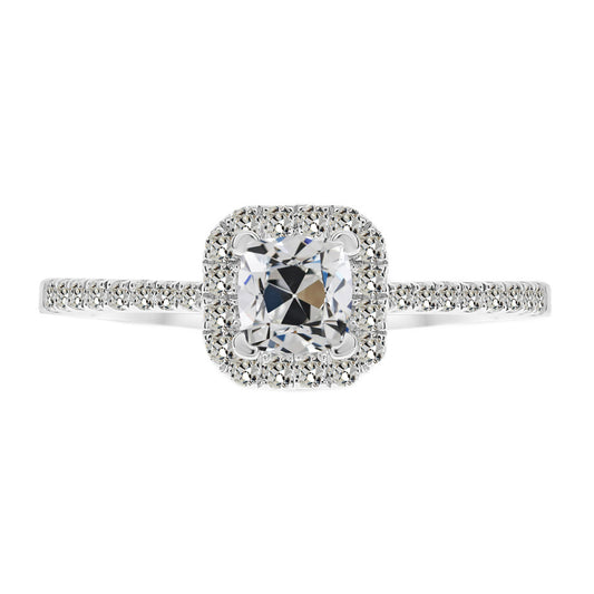 3 Carats Halo Diamond Cushion Old Mine Cut Anniversary Ring 