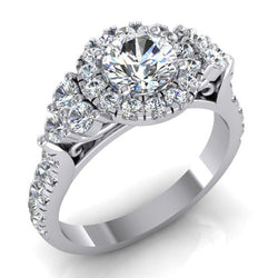 Real  Halo Diamond Engagement Ring For Women