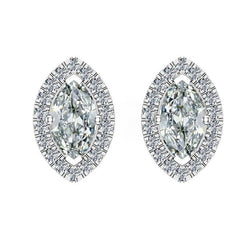Halo Diamond Marquise & Round Old Mine Cut Dangle Earrings 6 Carats