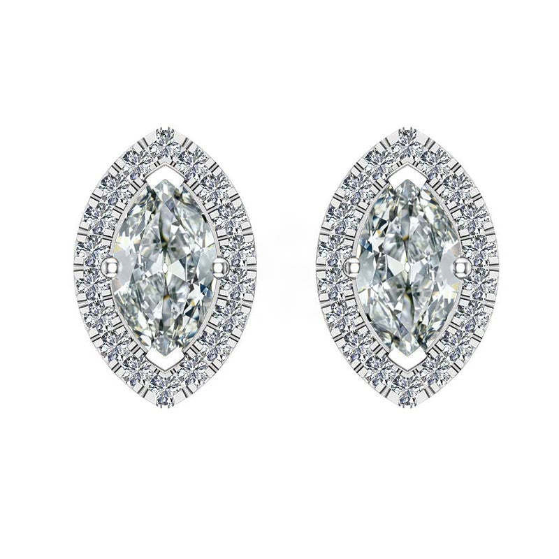 Halo Real Diamond Marquise & Round Old Mine Cut Dangle Earrings 6 Carats