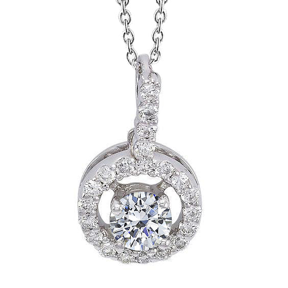 Halo Natural Earth Mined Diamond Necklace Women Round Cut Pendant 1.5 Ct 14K White Gold