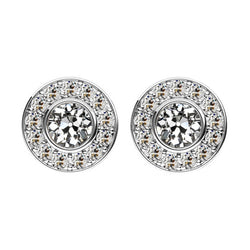 Halo Genuine Diamond Old Miner Stud Earrings Bezel 14K Gold 3 Carats