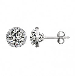 Halo Real Diamond Old Miner Stud Earrings Push Backs 2.50 Carats
