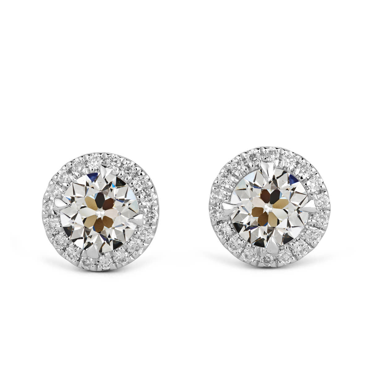 Halo Diamond Old Miner Stud Earrings 5 Carats Women’s Jewelry