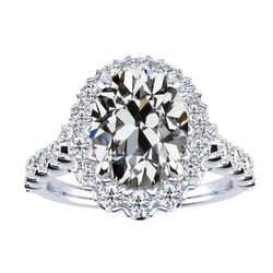 Halo Real Diamond Oval & Round Old Miner Anniversary Ring 4.50 Carats