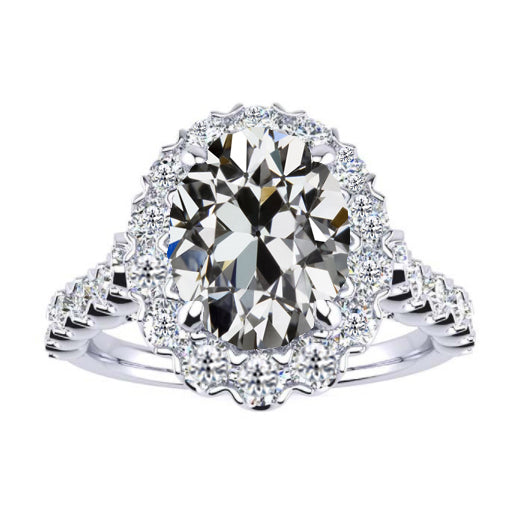 Halo Diamond Oval & Round Old Miner Anniversary Ring 4.50 Carats