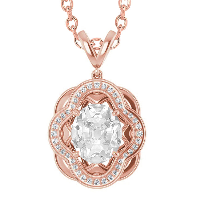 Halo Diamond Pendant Round & Oval Old Miner