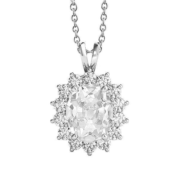 Halo Diamond Pendant Old Miner With Chain Prong Set