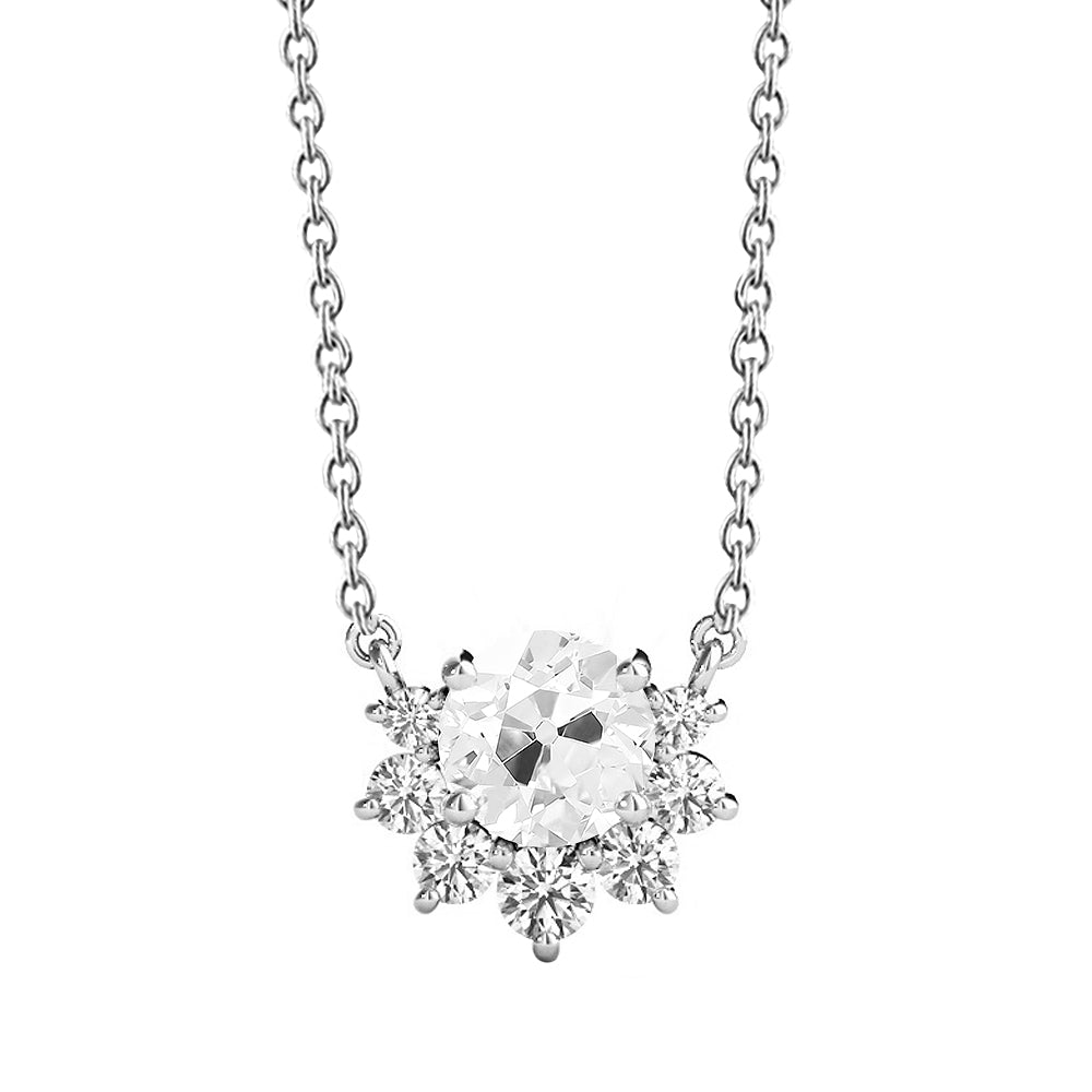 Halo Diamond Pendant Old Miner With Chain Gold