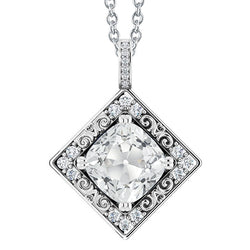 Halo Genuine Natural Earth Mined Diamond Pendant Round & Cushion Old Miner Prong Set 6.50 Carats