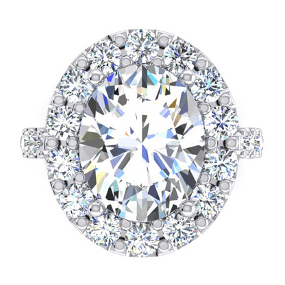 Oval Halo Diamond Ring White Gold 14K Jewelry For Women