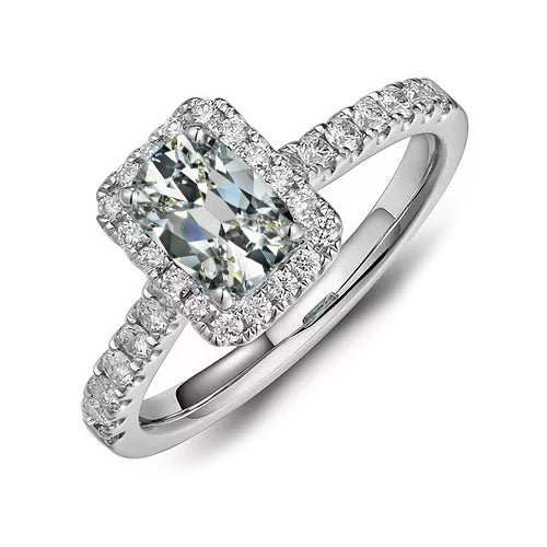 Halo Diamond Ring With Accents Oval Old Mine Cut