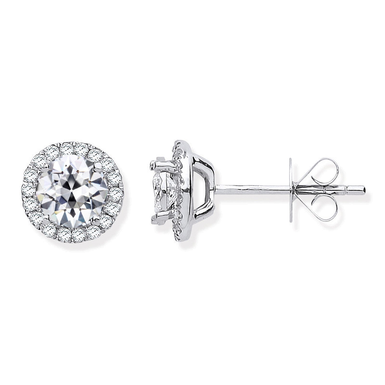 natural round diamond 3.50ct earring front view