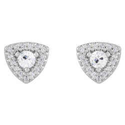 Halo Diamond Stud Old Cut Earrings 4.50 Carats Triangle Shaped Jewelry