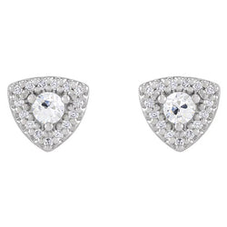 Halo Natural Earth Mined Diamond Stud Old Cut Earrings 4.50 Carats Triangle Shaped Jewelry