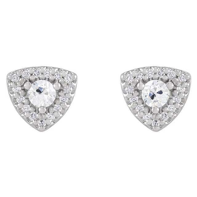 Halo Diamond Stud Old Cut Earrings 4.50 Carats