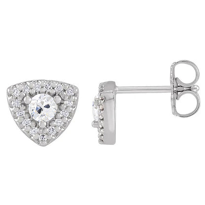 Halo Diamond Stud Old Cut Earrings 4.50 Carats