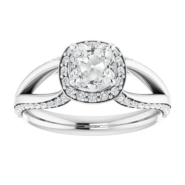 Halo Engagement Cushion Old Miner Diamond Ring