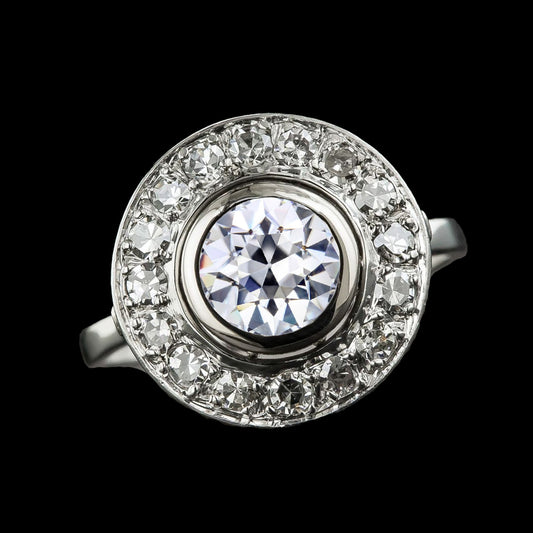 Halo Engagement Old miner Bezel Set Ring