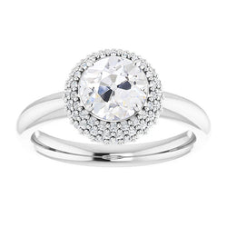 Halo Engagement Ring Old Cut Diamond Prong Setting 5 Carats 14K Gold