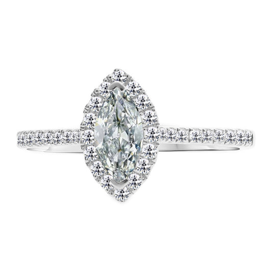 Halo Engagement Ring 2.50 Carats Old Cut Marquise Diamond Jewelry