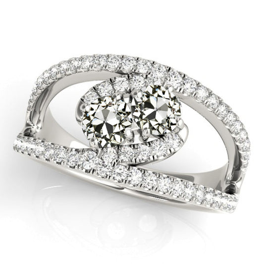 Halo Engagement Ring Old Miner Cut Diamond
