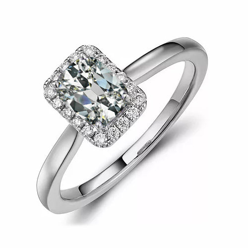 Halo Engagement Ring Oval Old Cut Diamond