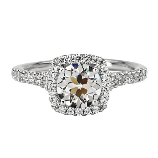 Halo Engagement Ring Old Miner Diamond White Gold