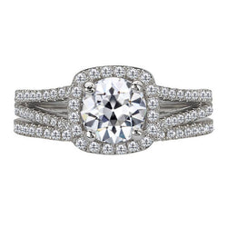 Halo Engagement Ring Set Round Old Miner Diamond Split Shank 6 Carats