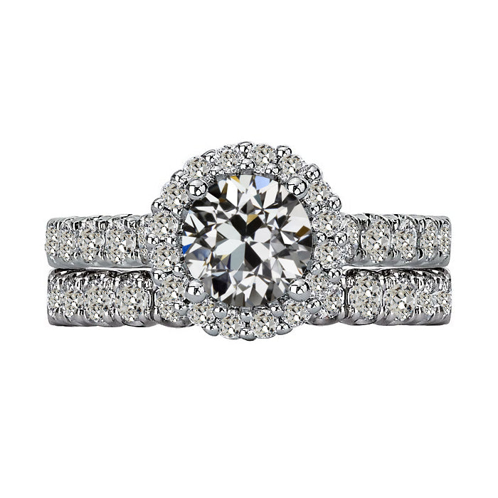 Halo Engagement Ring Set Old Miner Diamond With Accents