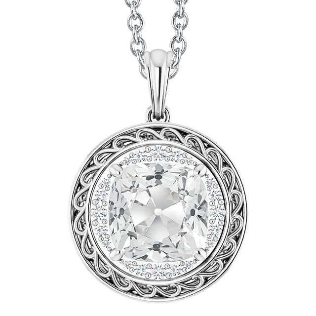natural round diamond 6ct pendant front view