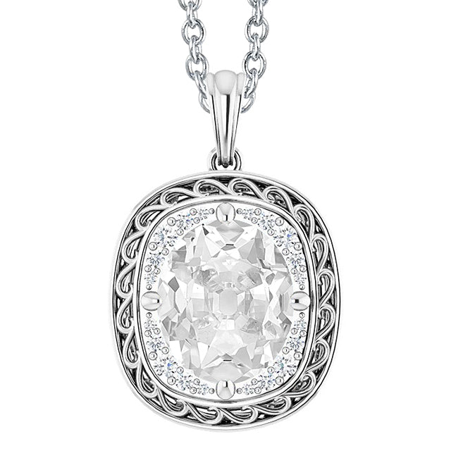 Halo Gold Diamond Pendant Oval Old Mine Cut