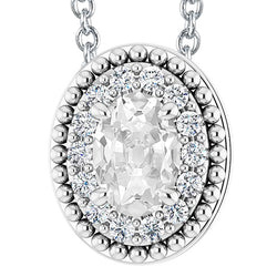 Halo Gold Diamond Pendant Oval Old Mine Cut Jewelry 8.50 Carats