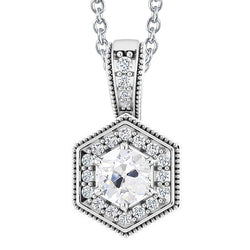 Halo Gold Natural Earth Mined Diamond Pendant Round Old Mine Cut Jewelry 4 Carats