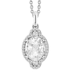 Halo Gold Genuine Natural Earth Mined Diamond Pendant Round & Oval Old Mine Cut With Bail 6 Carats
