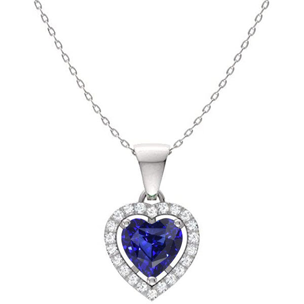 Halo Blue Sapphire Diamond Pendant Gold