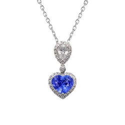 Halo Heart Gemstone Pendant Round & Pear Diamond Jewelry 3 Carats