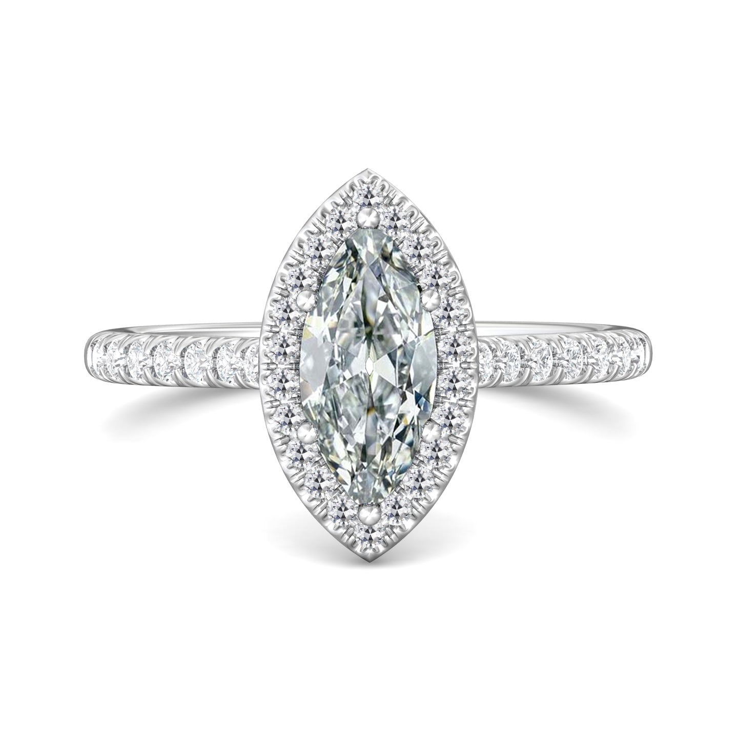 Halo Marquise Old Miner Cut Diamond Anniversary Ring