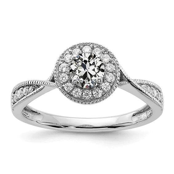 Halo Miligrain Diamond Ring Old Mine Cut 2.50 Carats