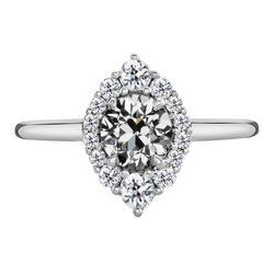 Halo Old Cut Diamond 3 Carats Engagement Ring White Gold 14K