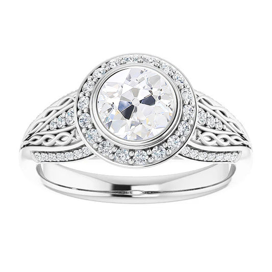 Halo Old Miner Diamond Ring Bezel Set Jewelry